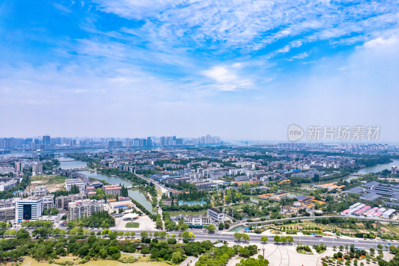 湖北襄阳城市风光航拍摄影图