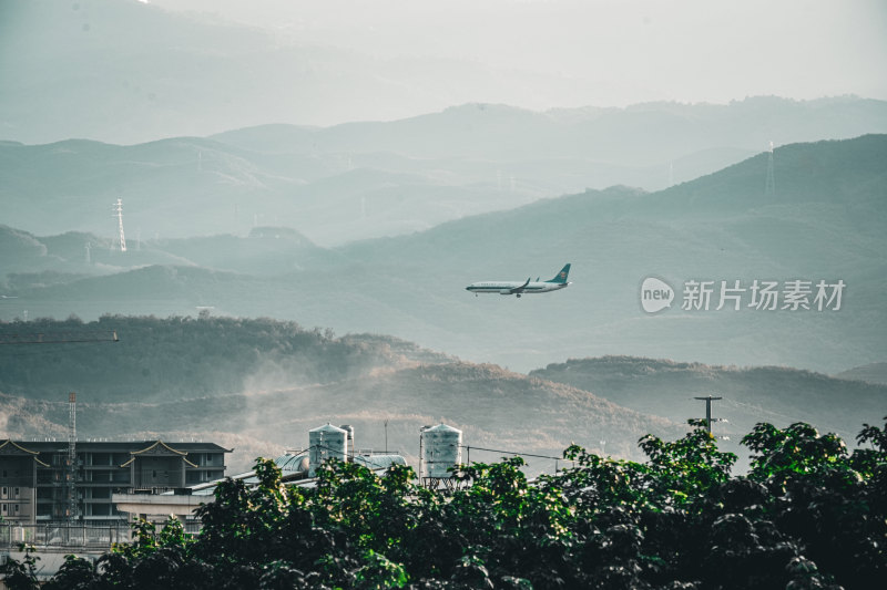 无人机城市风光蓝天白云