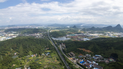 航拍韶关武江区雨后的清新风景