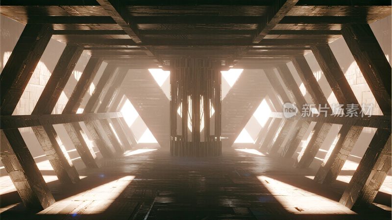 未来感几何结构空间光影场景