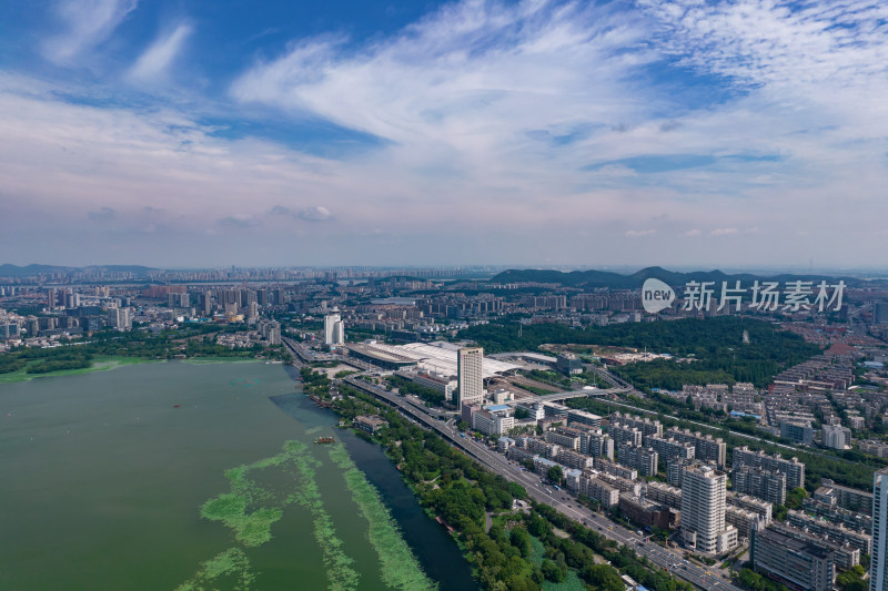 江苏南京玄武湖城市风光航拍摄影图