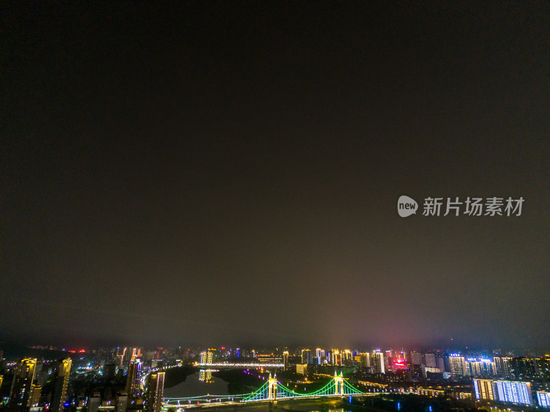 宝鸡夜景灯光中华石鼓园航拍图