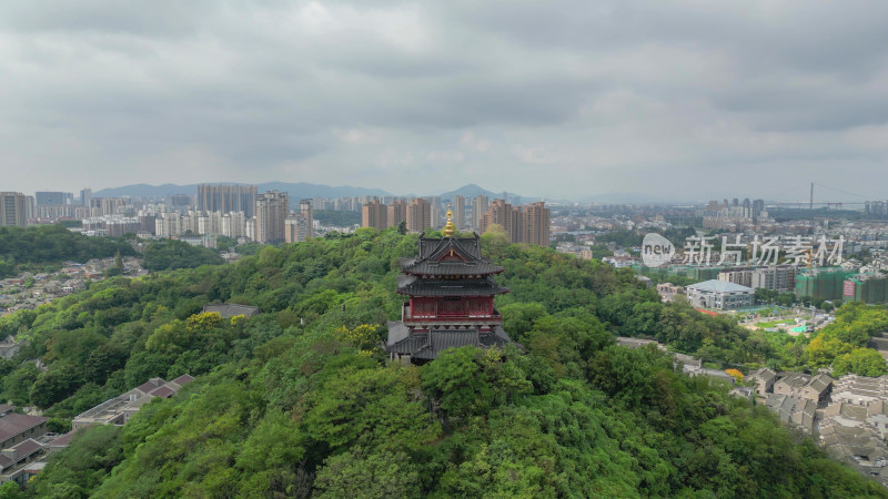 航拍江苏镇江西津渡云台阁