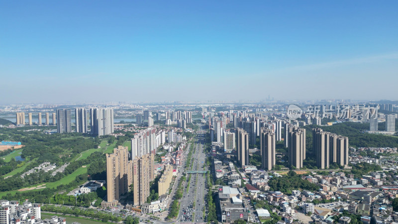 航拍广东江门大景江门城市建设