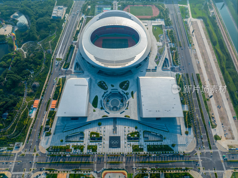 河南省郑州市奥体中心体育馆航拍视角