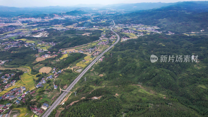 山川丘陵农田农业种植美丽乡村航拍图