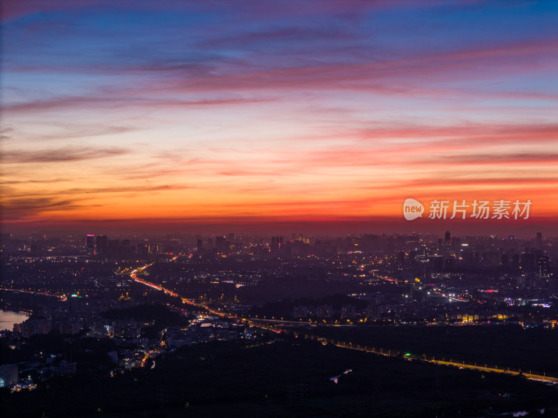 广州琶洲日落夜景航拍