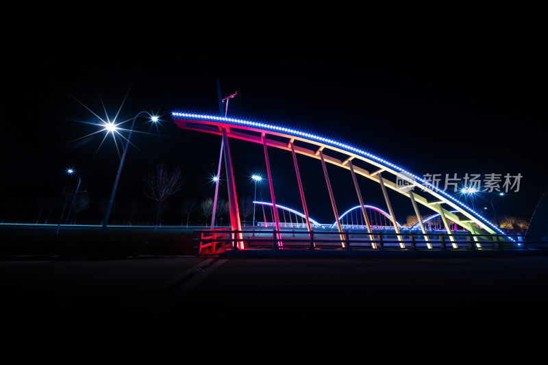 夜景/曹妃甸/灯光/揽月湾/桥/霓虹灯