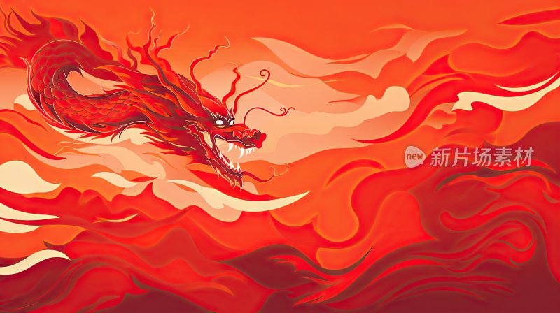 红色中国龙春节背景素材