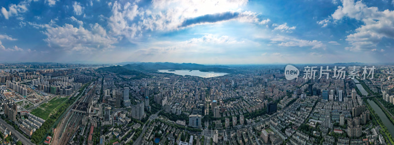 杭州城市风光航拍全景图