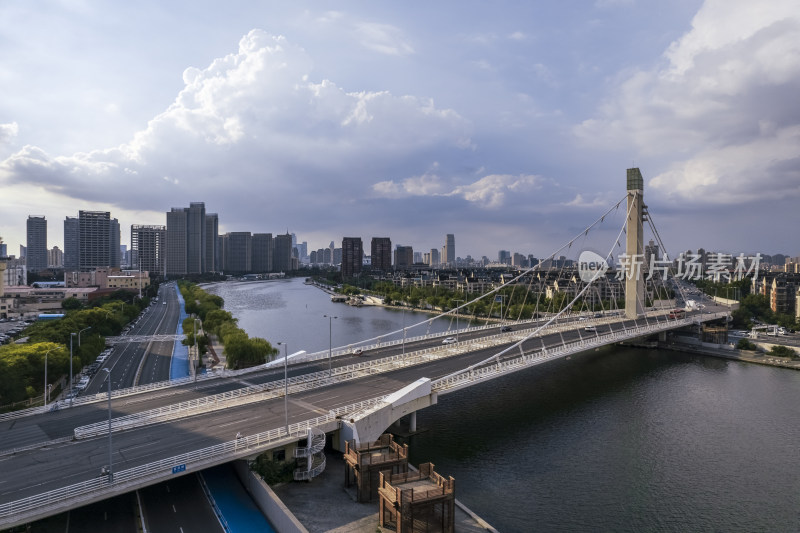 天津海河桥梁风景城市建筑风光航拍