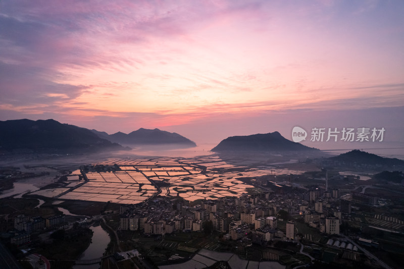 福建霞浦北岐海上农田滩涂日出朝霞自然风光