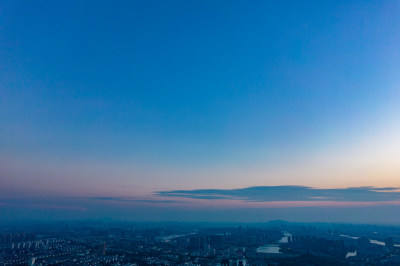 浙江绍兴城市日出航拍摄影图