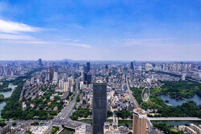 合肥淮河路步行街商业圈高楼建筑航拍图