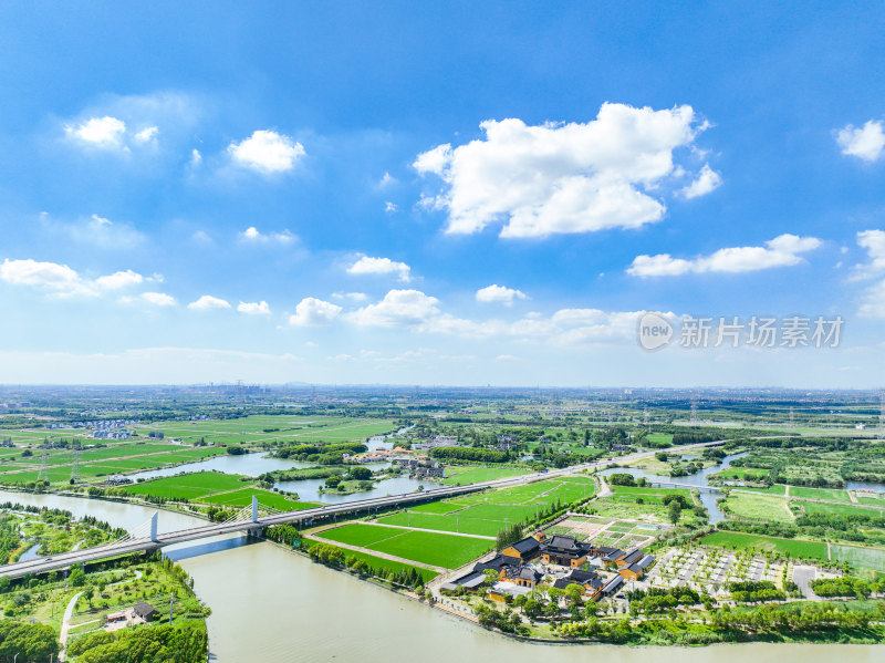 航拍江苏省苏州市田园乡村风光大景