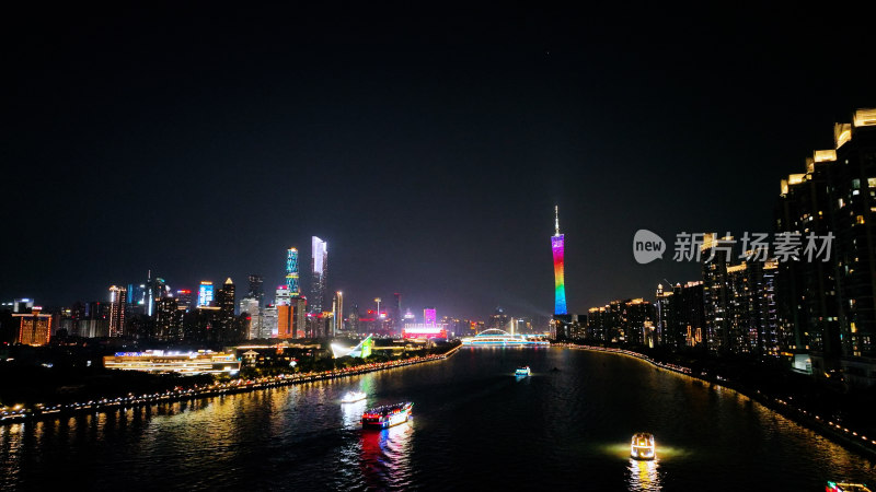 广州夜景照片广州塔夜晚珠江猎德大桥风光