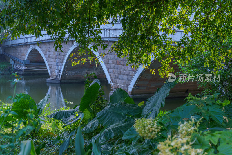 广州海珠湖公园河流石拱桥