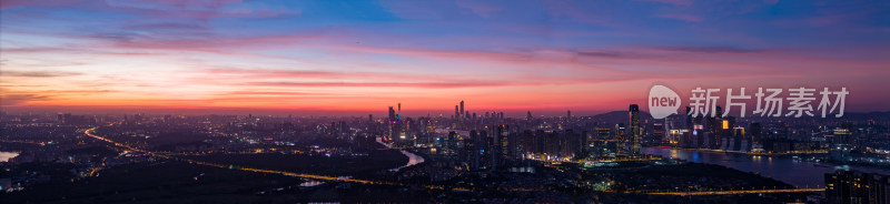 广州琶洲日落夜景航拍