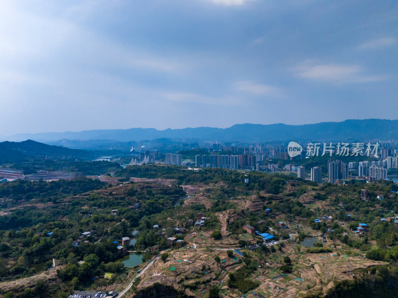 达州城市蓝天风景航拍图