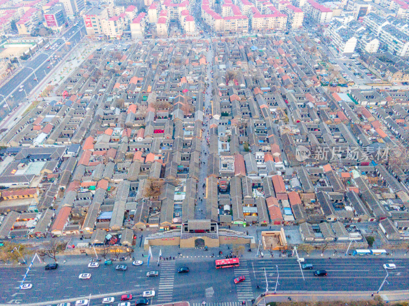 烟台航拍所城里城市古建筑群航拍全景