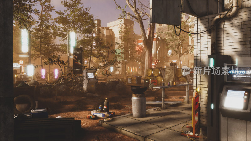 赛博朋克风格城市街景