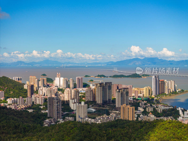 珠海城市风光与港珠澳大桥航拍