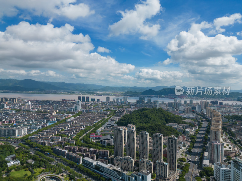 航拍浙江台州城市风光