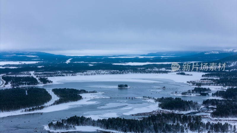 北欧风光瑞典冬季的湖泊