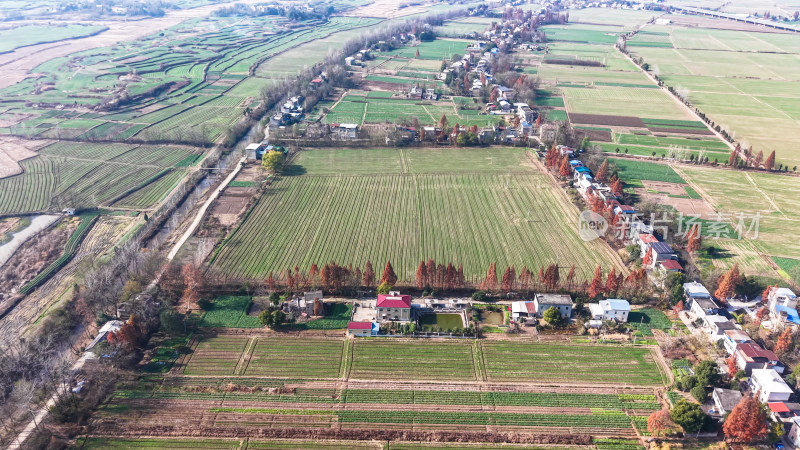 乡村田野航拍全景