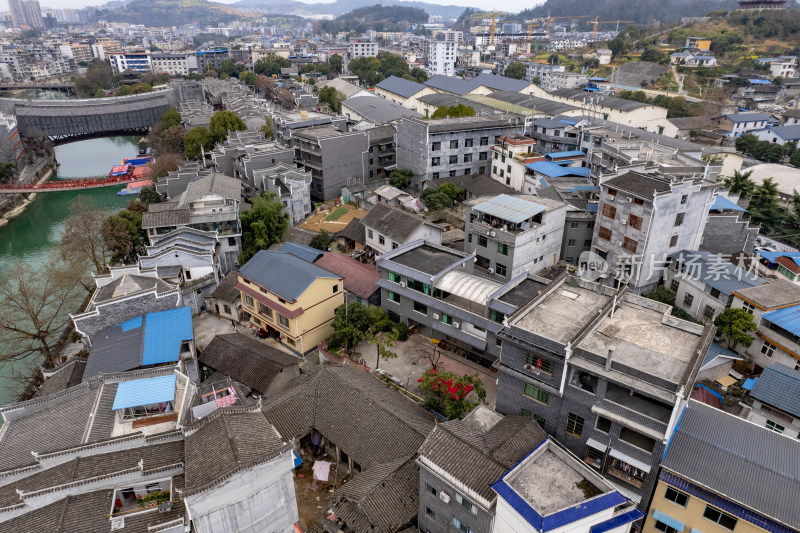 湖南吉首乾州古城4A景区航拍图