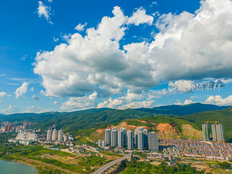 航拍西双版纳景洪市城市风光