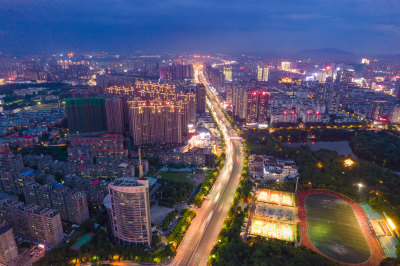 衡阳城市夜景航拍