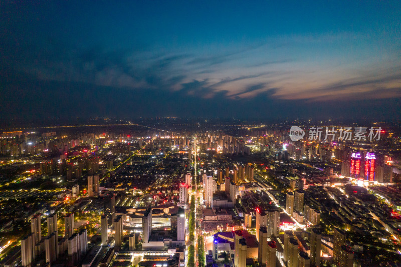 安徽宿州城市夜景交通城市大景航拍