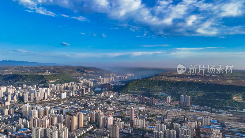 陕西宝鸡城市建设航拍图