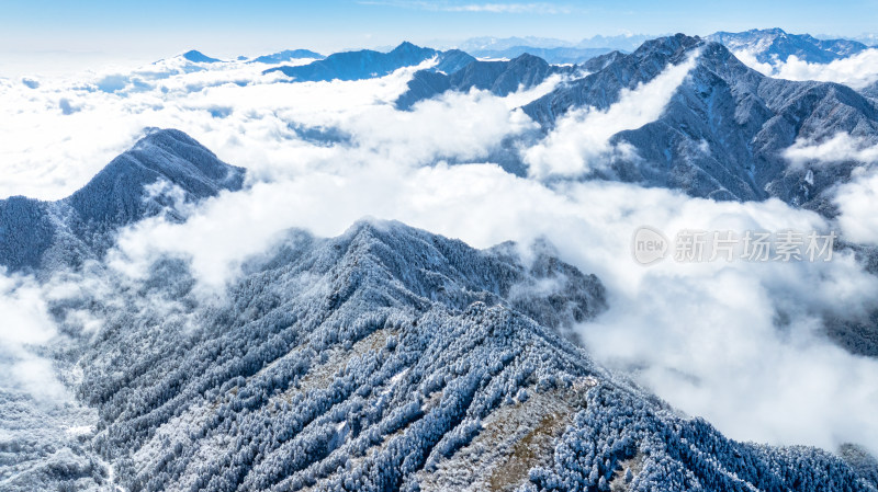 冬季成都西岭雪山景区综合航拍