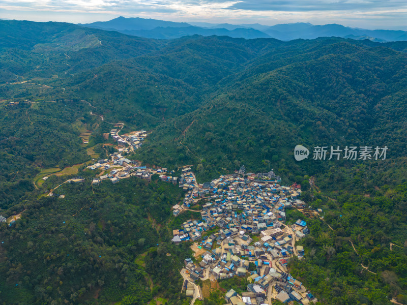 航拍西双版纳村寨乡村自然风光