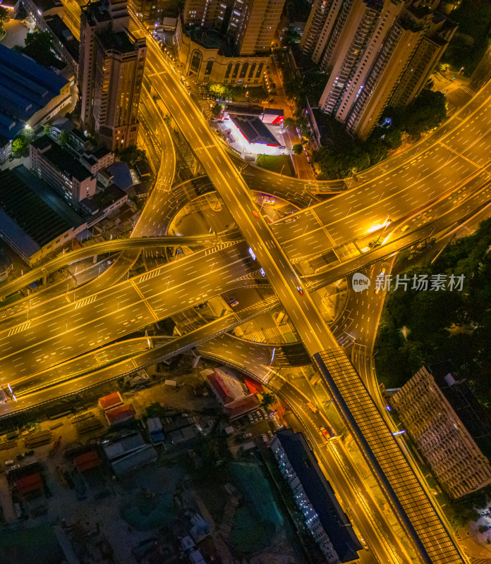 日出航拍上海外滩立交桥高架桥夜景