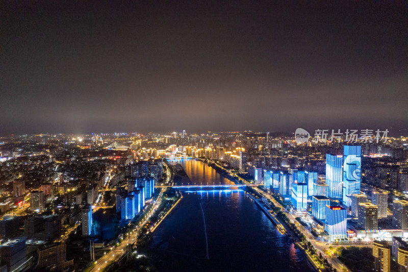 福建福州闽江夜景航拍图