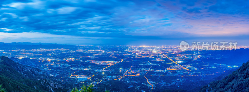 俯瞰北京城市夜景全景