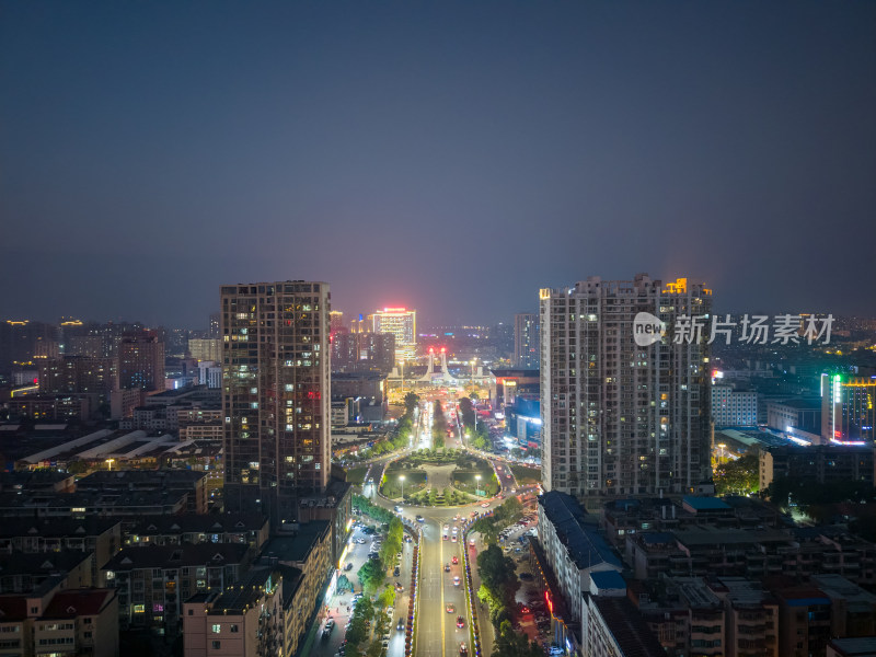 湖南岳阳南湖大道岳阳站夜景