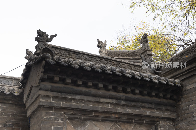 古色古香古代屋檐石雕山西乔家大院