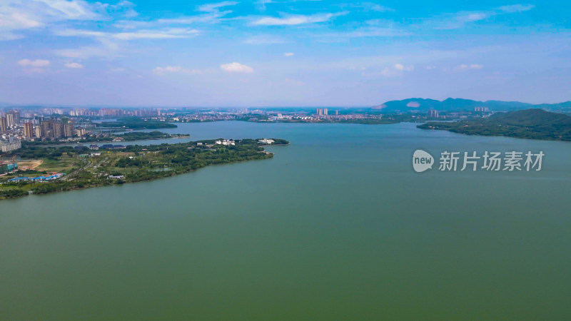 湖南岳阳洞庭湖南湖风景区航拍