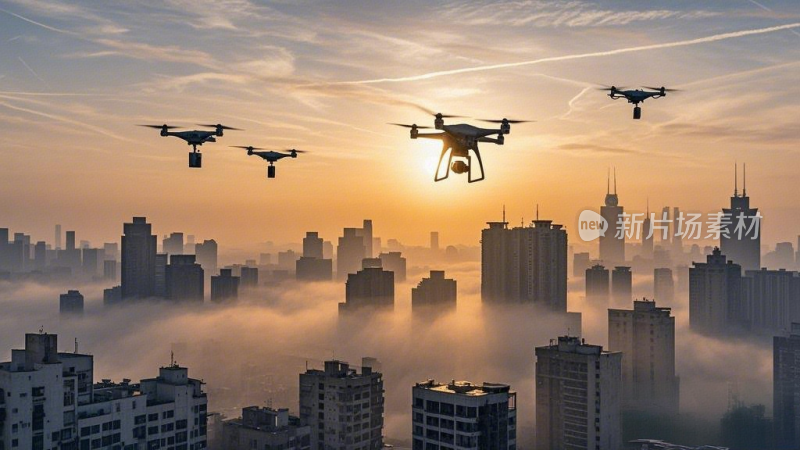 低空经济城市上空无人机送货场景