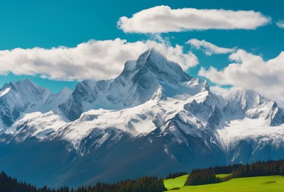 雪山高原草原森林风景