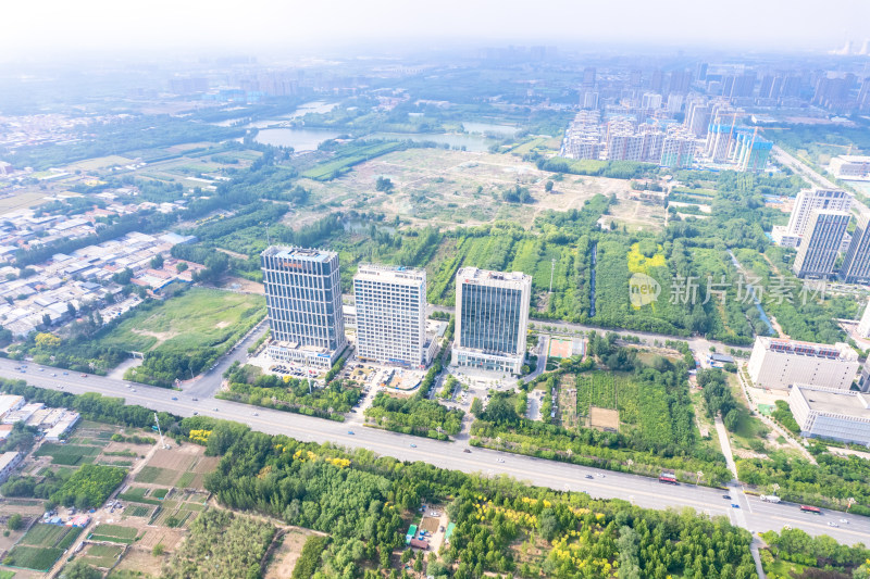 航拍河北沧州城市大景