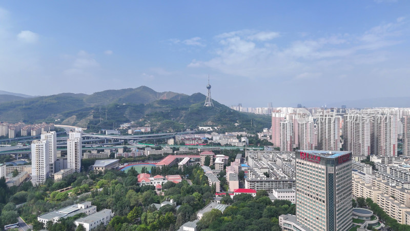 青海西宁大景青海城市建设航拍