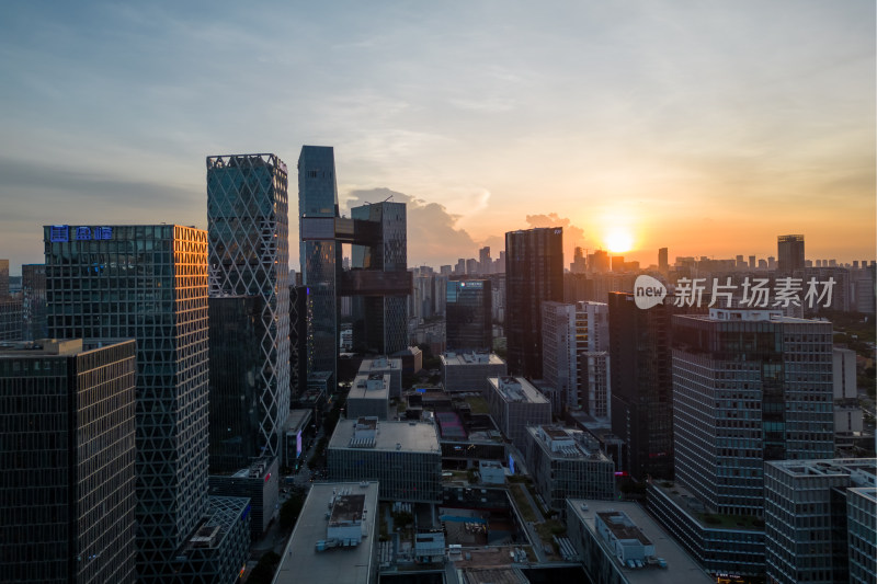 深圳南山粤海街道建筑群夜景航拍