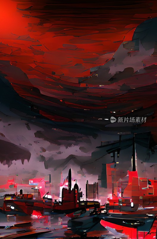 赛博朋克风格城市夜景