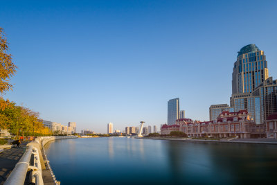 天津城市风光地标建筑城市夜景