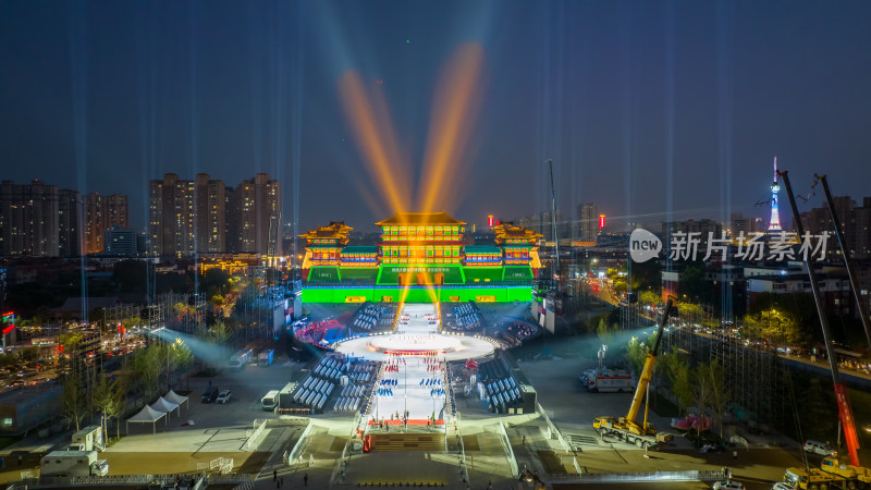 洛阳城市地标建筑应天门天堂明堂旅游灯光秀